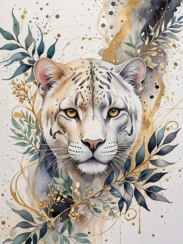 Watercolor Snow Leopard Floral Digital Paper Set (JPGs) — image 11
