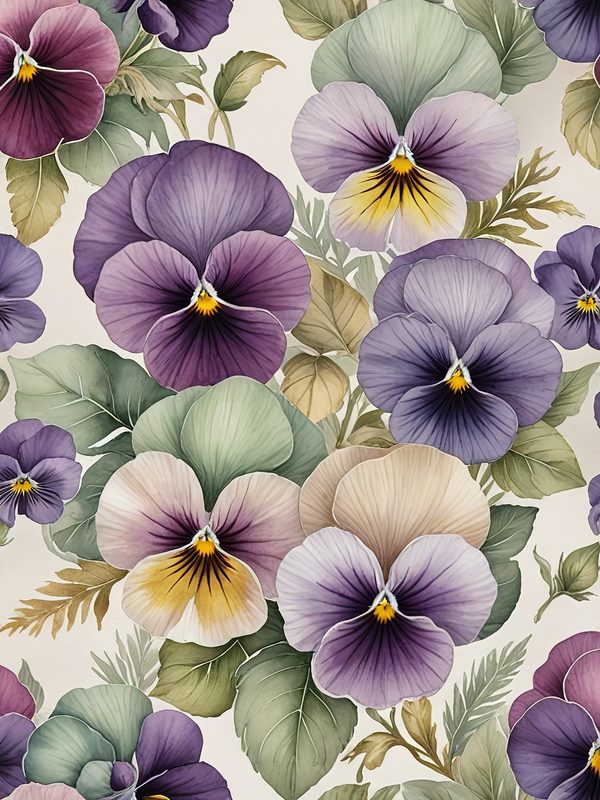 Watercolor Pansy Digital Paper Set: Floral Scrapbook Paper (JPGs) — image 1