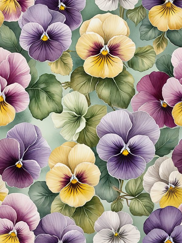 Watercolor Pansy Digital Paper Set: Floral Scrapbook Paper (JPGs) — image 3