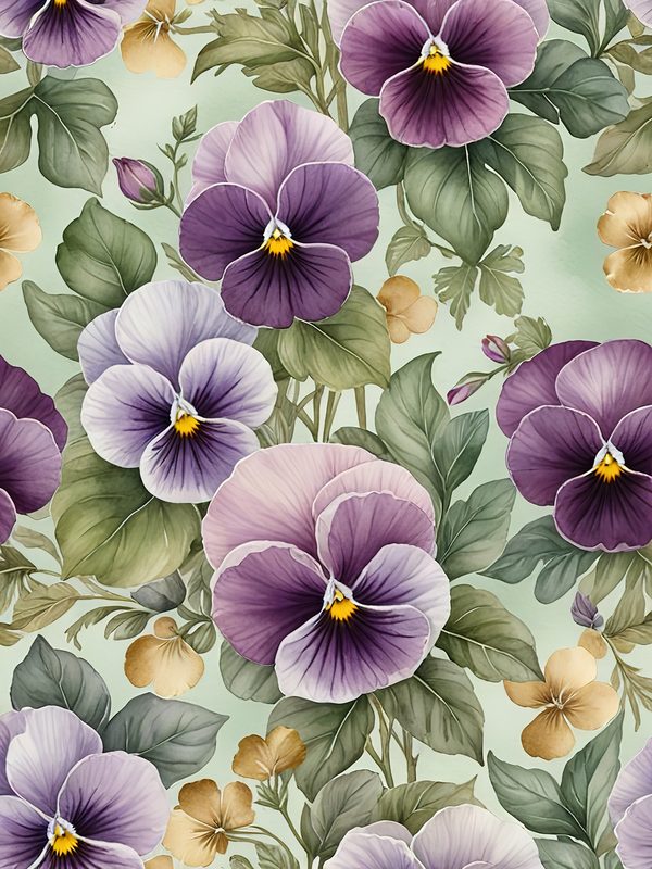 Watercolor Pansy Digital Paper Set: Floral Scrapbook Paper (JPGs) — image 4
