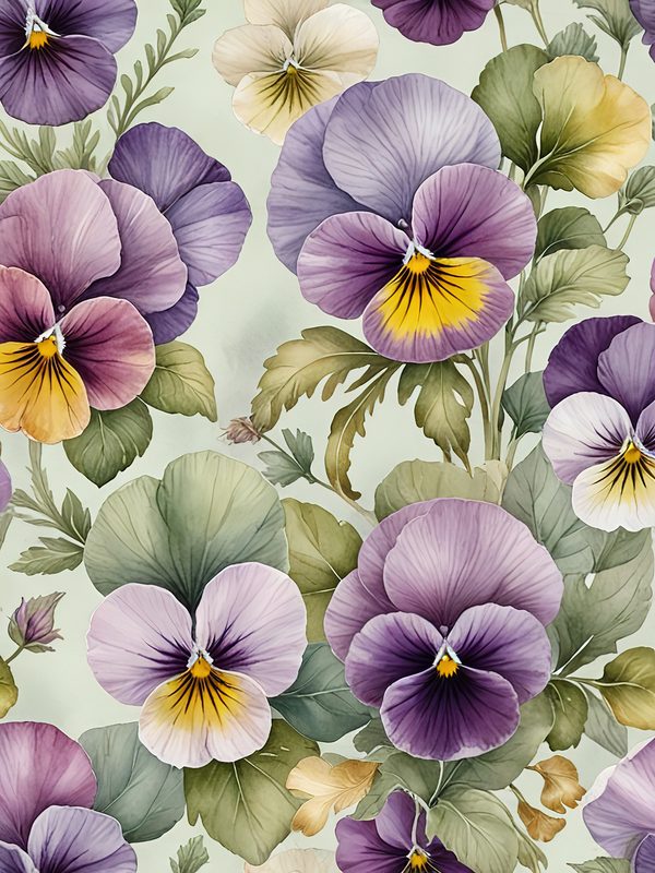 Watercolor Pansy Digital Paper Set: Floral Scrapbook Paper (JPGs) — image 6