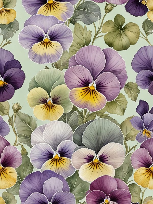 Watercolor Pansy Digital Paper Set: Floral Scrapbook Paper (JPGs) — image 7