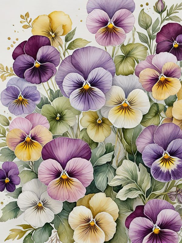 Watercolor Pansy Digital Paper Set: Floral Scrapbook Paper (JPGs) — image 8