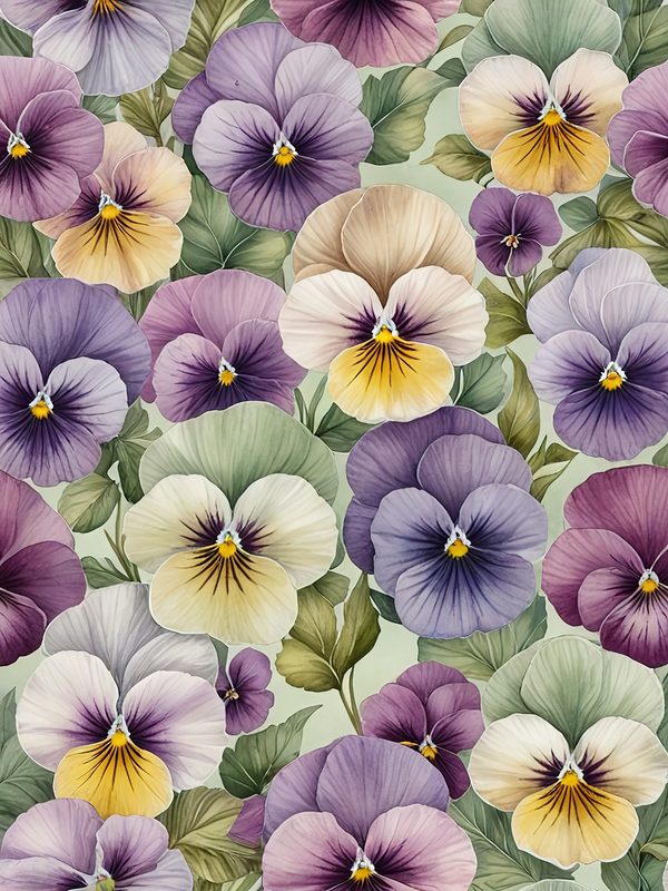 Watercolor Pansy Digital Paper Set: Floral Scrapbook Paper (JPGs) — image 9