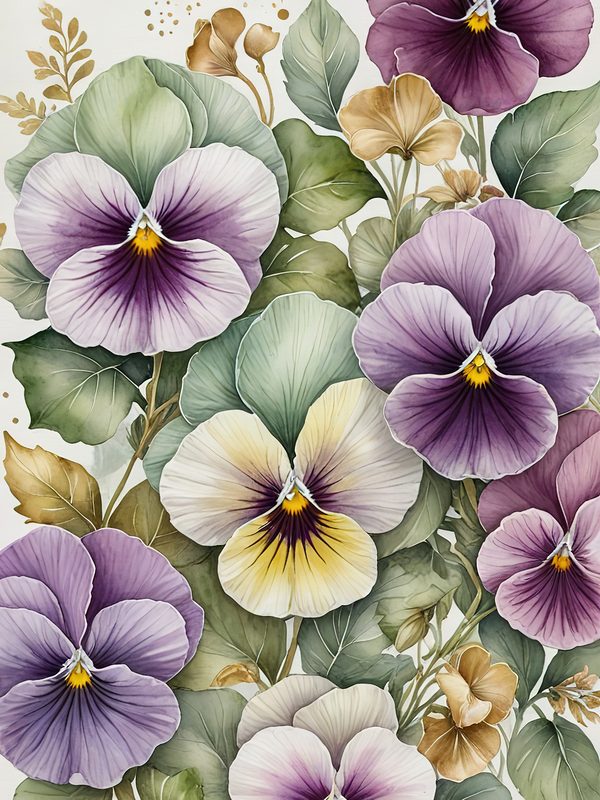 Watercolor Pansy Digital Paper Set: Floral Scrapbook Paper (JPGs) — image 10