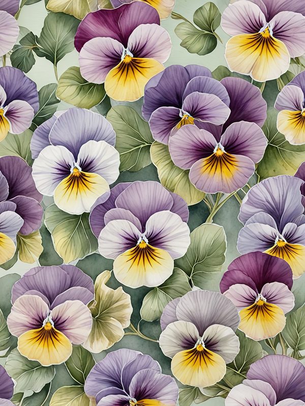 Watercolor Pansy Digital Paper Set: Floral Scrapbook Paper (JPGs) — image 11