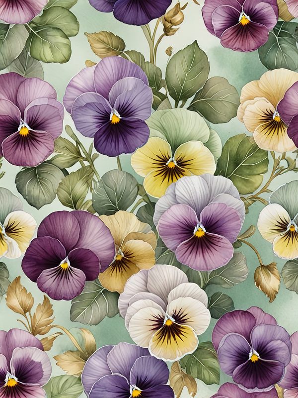 Watercolor Pansy Digital Paper Set: Floral Scrapbook Paper (JPGs) — image 12
