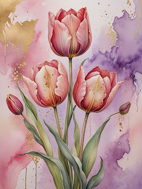 Watercolor Tulip Digital Paper: Floral Scrapbook Designs (JPGs) — image 7
