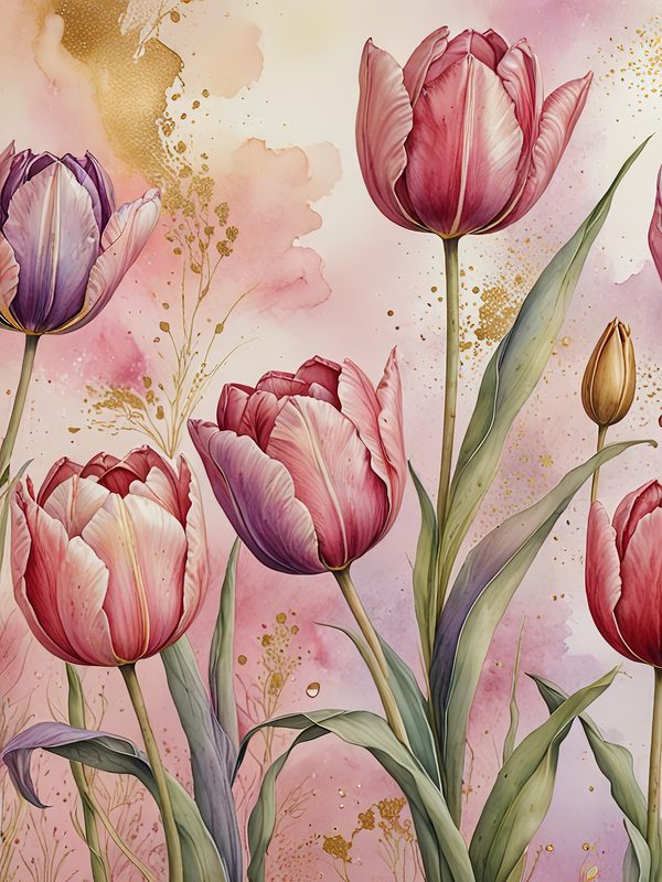 Watercolor Tulip Digital Paper: Floral Scrapbook Designs (JPGs) — image 12