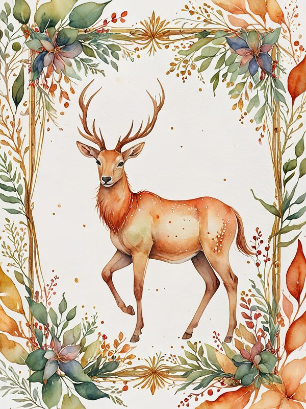 Watercolor Antelope Digital Paper: Floral DIY Crafting (JPGs, Commercial Use) — image 9