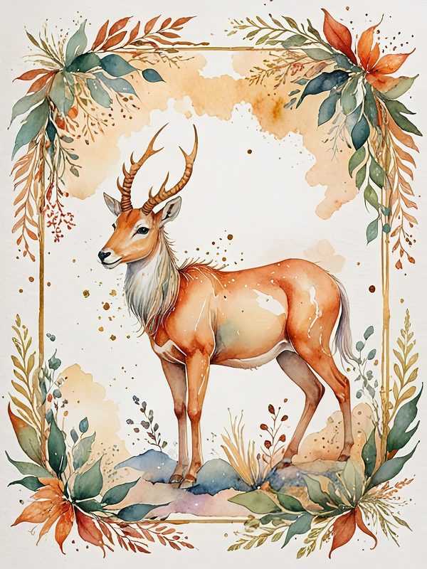 Watercolor Antelope Digital Paper: Floral DIY Crafting (JPGs, Commercial Use) — image 10