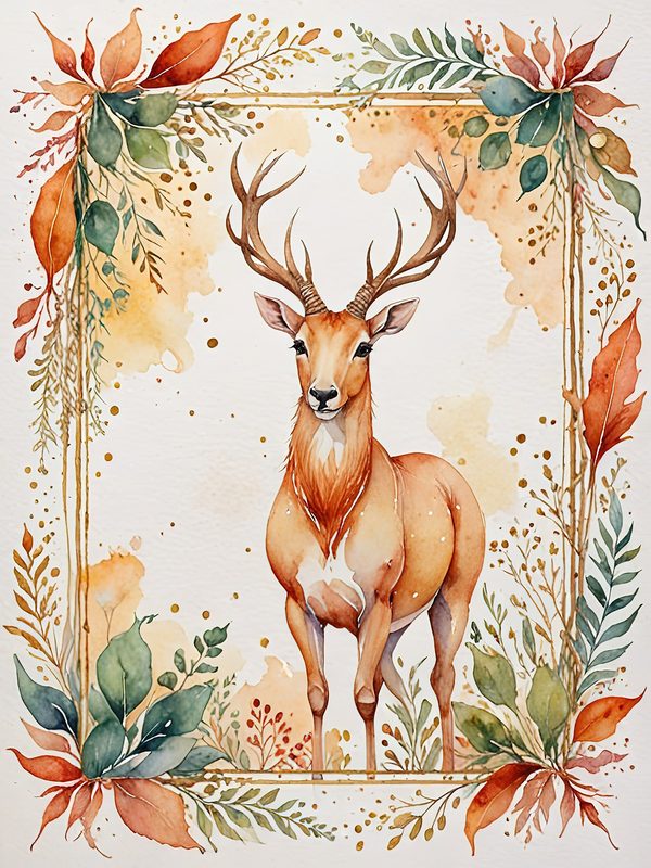 Watercolor Antelope Digital Paper: Floral DIY Crafting (JPGs, Commercial Use) — image 12