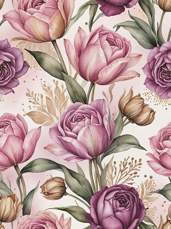 Watercolor Tulip Digital Paper: Pink & Purple Floral Designs (JPGs) — image 2