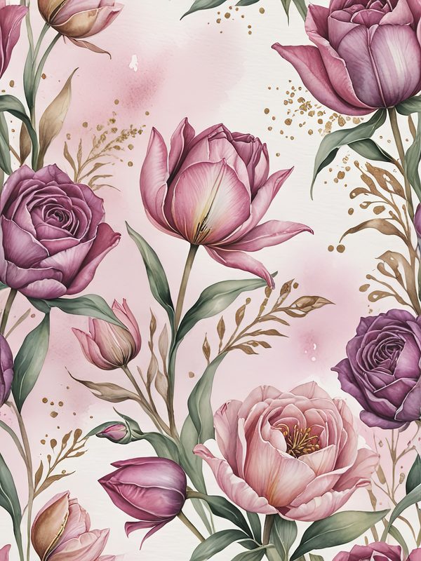 Watercolor Tulip Digital Paper: Pink & Purple Floral Designs (JPGs) — image 3