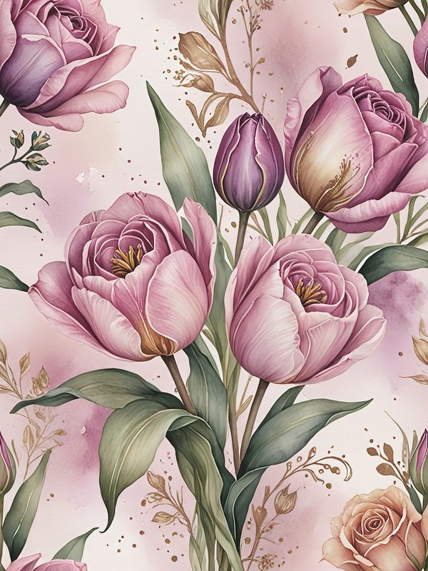 Watercolor Tulip Digital Paper: Pink & Purple Floral Designs (JPGs) — image 4