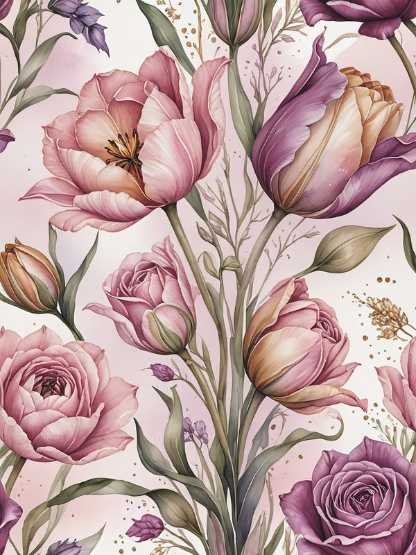 Watercolor Tulip Digital Paper: Pink & Purple Floral Designs (JPGs) — image 5