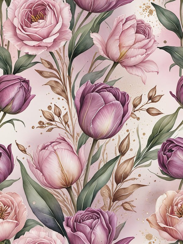 Watercolor Tulip Digital Paper: Pink & Purple Floral Designs (JPGs) — image 6