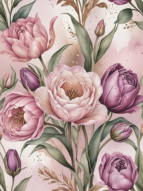 Watercolor Tulip Digital Paper: Pink & Purple Floral Designs (JPGs) — image 7