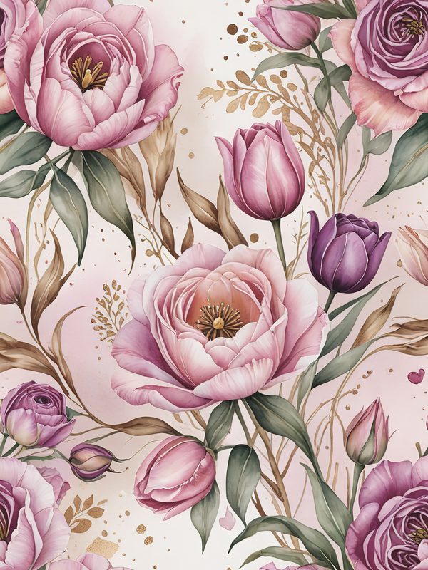 Watercolor Tulip Digital Paper: Pink & Purple Floral Designs (JPGs) — image 8