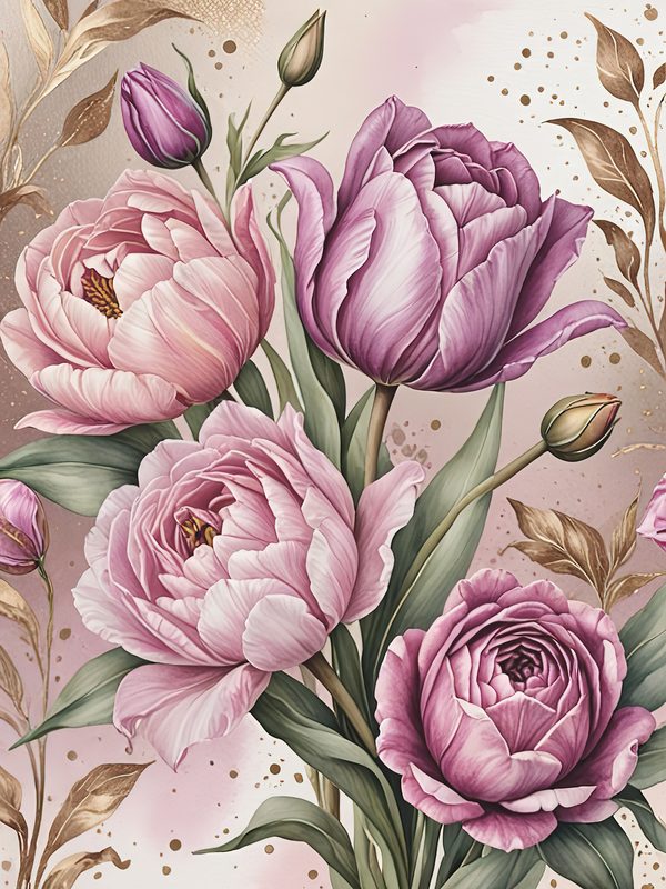 Watercolor Tulip Digital Paper: Pink & Purple Floral Designs (JPGs) — image 9