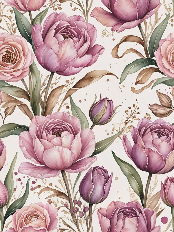 Watercolor Tulip Digital Paper: Pink & Purple Floral Designs (JPGs) — image 11