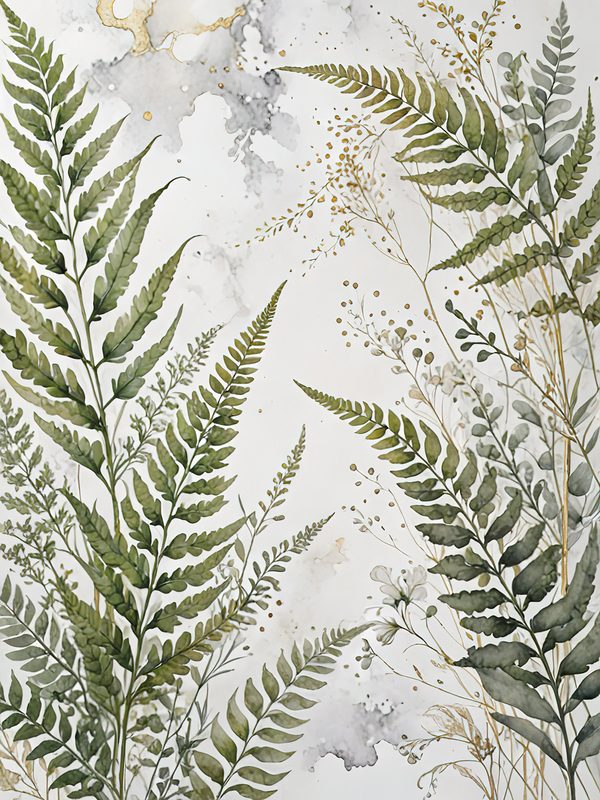 Watercolor Fern Digital Paper: Sage and Marbled Gold Backgrounds (Digital Download, Commercial Use) — image 11