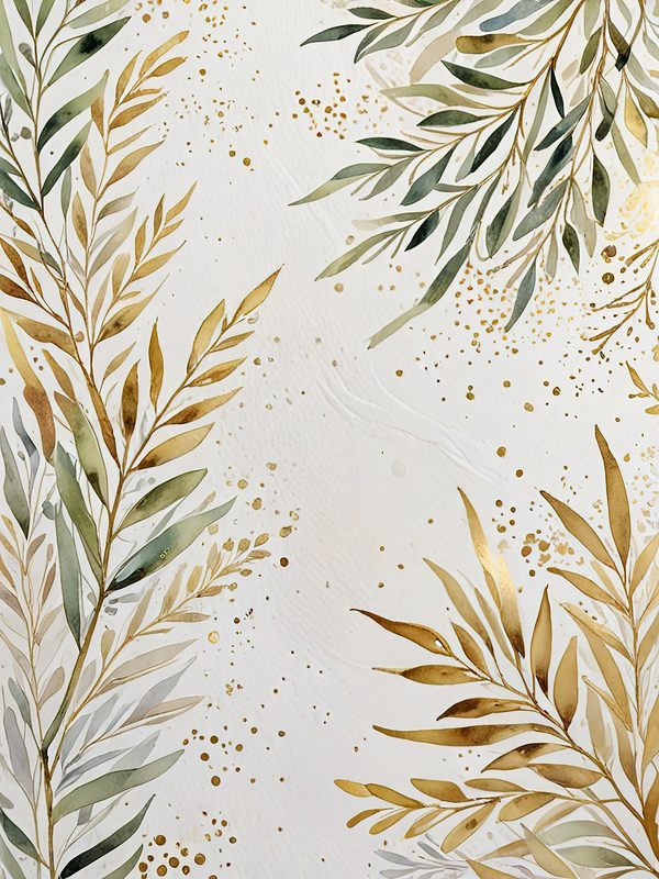 Watercolor Olive Branch Digital Paper: Gold & Sage Leafy Background (Digital Download, Commercial Use) — image 1