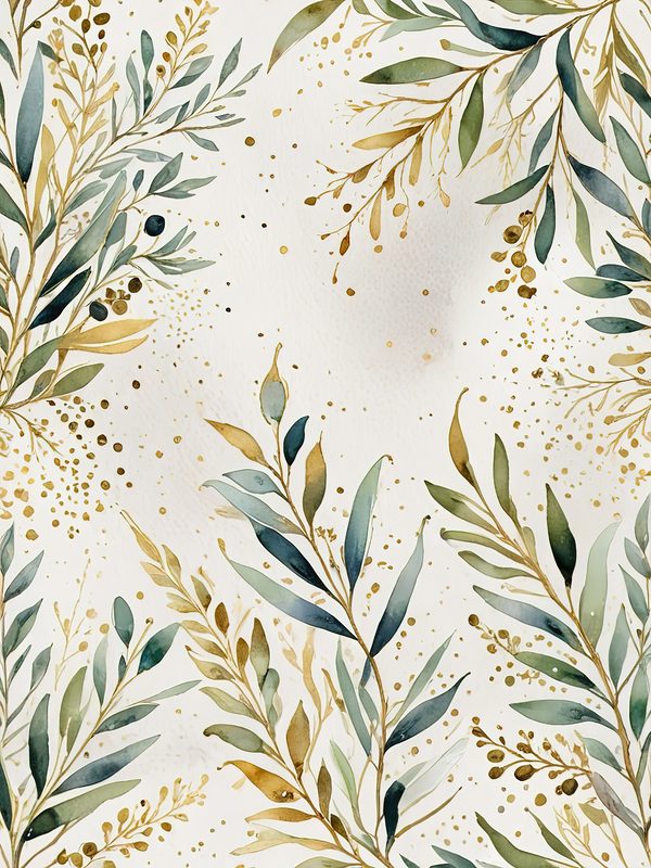 Watercolor Olive Branch Digital Paper: Gold & Sage Leafy Background (Digital Download, Commercial Use) — image 3