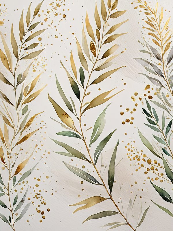 Watercolor Olive Branch Digital Paper: Gold & Sage Leafy Background (Digital Download, Commercial Use) — image 4