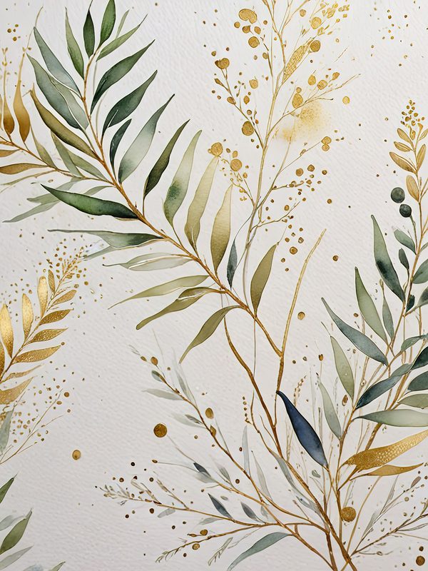 Watercolor Olive Branch Digital Paper: Gold & Sage Leafy Background (Digital Download, Commercial Use) — image 5