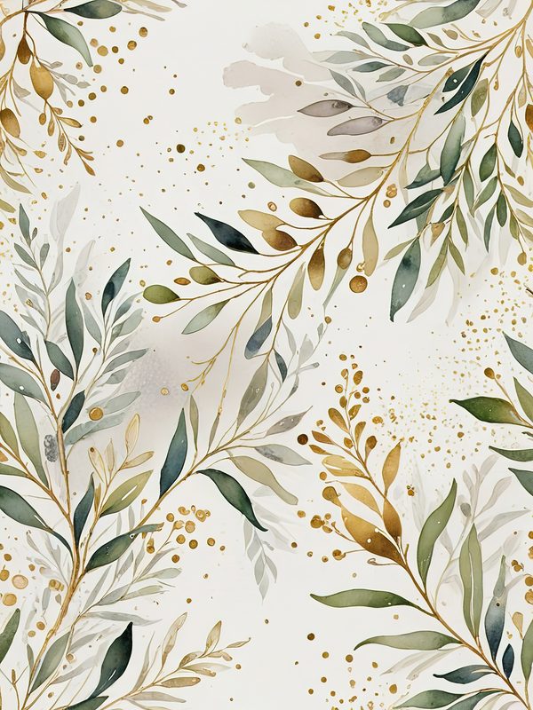Watercolor Olive Branch Digital Paper: Gold & Sage Leafy Background (Digital Download, Commercial Use) — image 6