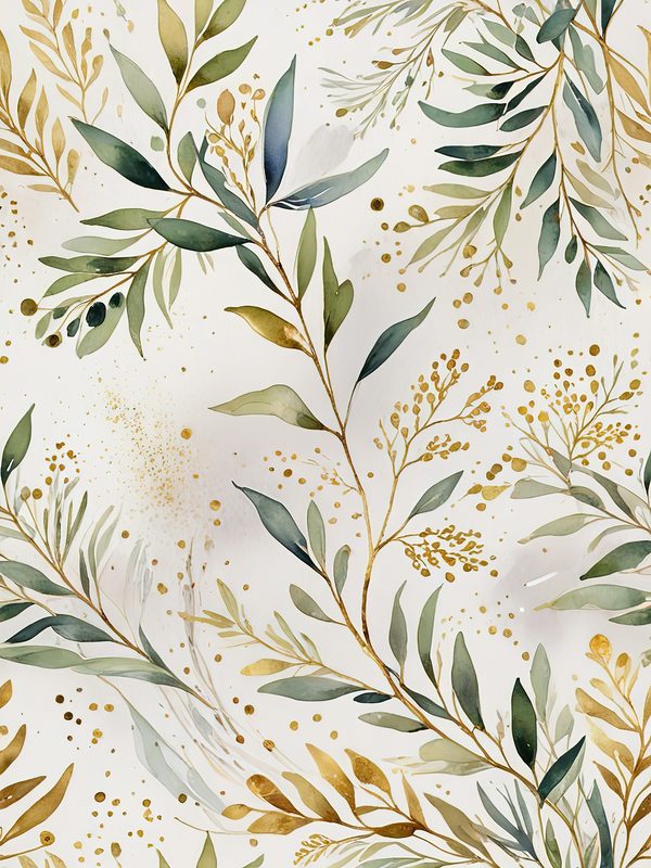 Watercolor Olive Branch Digital Paper: Gold & Sage Leafy Background (Digital Download, Commercial Use) — image 7