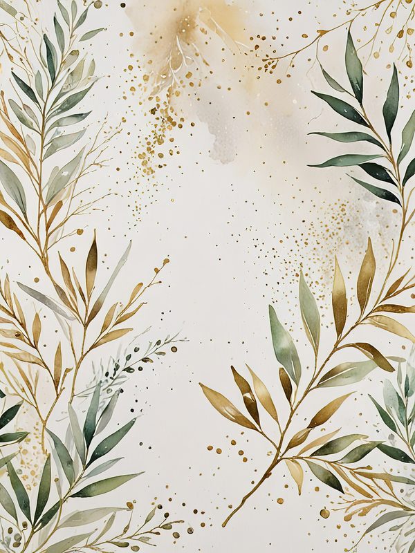Watercolor Olive Branch Digital Paper: Gold & Sage Leafy Background (Digital Download, Commercial Use) — image 8