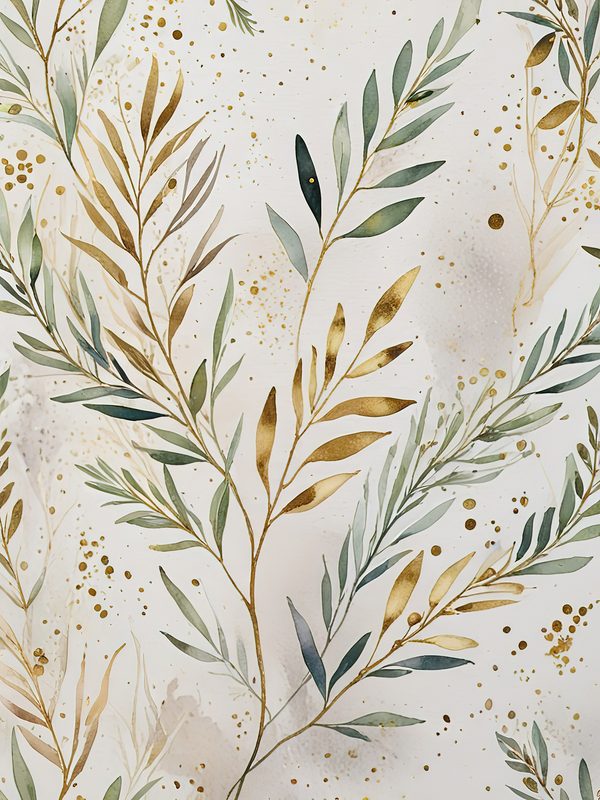 Watercolor Olive Branch Digital Paper: Gold & Sage Leafy Background (Digital Download, Commercial Use) — image 9