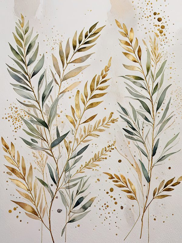 Watercolor Olive Branch Digital Paper: Gold & Sage Leafy Background (Digital Download, Commercial Use) — image 10