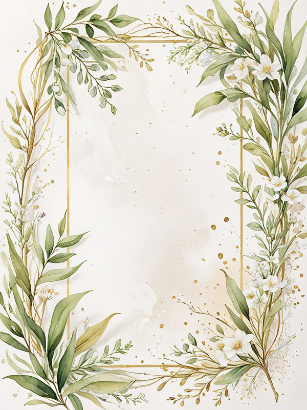 Watercolor Olive Branch Frames: Soft Neutral Greenery Art (JPGs, Commercial Use) — image 1