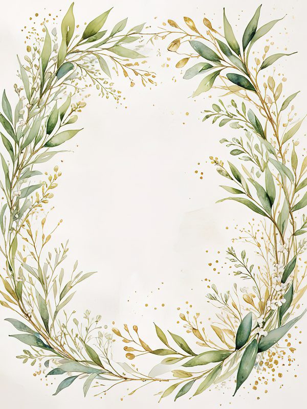 Watercolor Olive Branch Frames: Soft Neutral Greenery Art (JPGs, Commercial Use) — image 3
