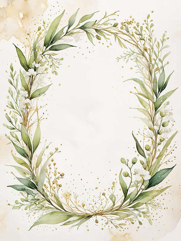 Watercolor Olive Branch Frames: Soft Neutral Greenery Art (JPGs, Commercial Use) — image 4