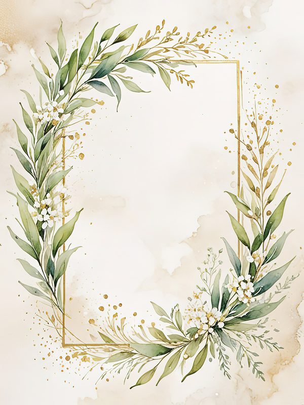 Watercolor Olive Branch Frames: Soft Neutral Greenery Art (JPGs, Commercial Use) — image 6