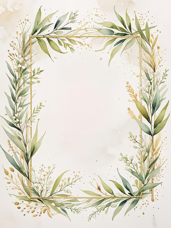 Watercolor Olive Branch Frames: Soft Neutral Greenery Art (JPGs, Commercial Use) — image 9
