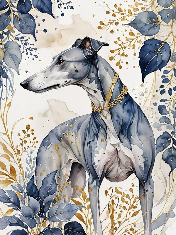 Greyhound Portraits Watercolor Digital Paper Kit: Printable Papers, Cards, Tags, Ephemera — image 1