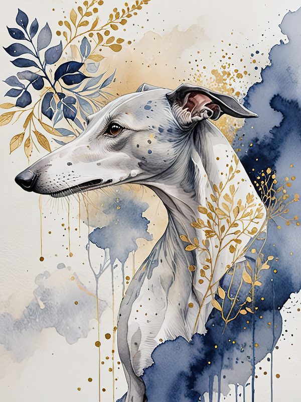 Greyhound Portraits Watercolor Digital Paper Kit: Printable Papers, Cards, Tags, Ephemera — image 11