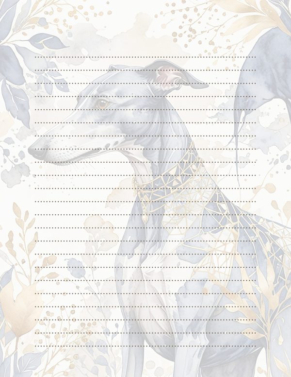 Greyhound Portraits Watercolor Digital Paper Kit: Printable Papers, Cards, Tags, Ephemera — image 33