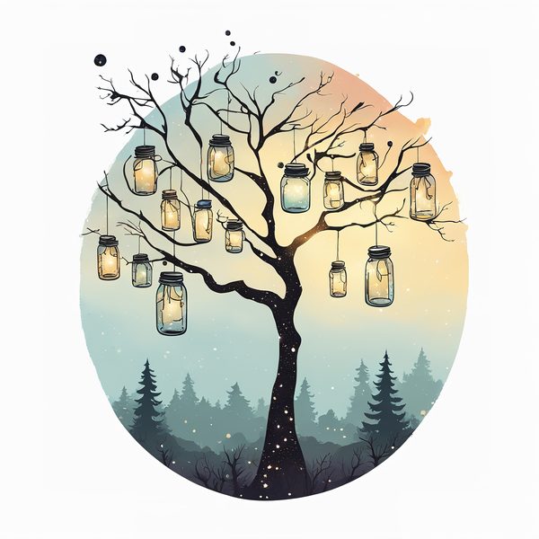 Watercolor Lantern Jars Digital Paper: Leafy Branch Scrapbook Art (JPGs) — image 7