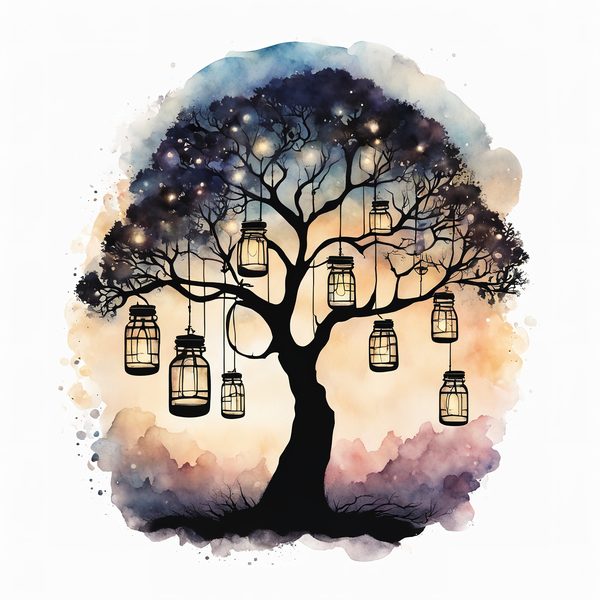 Watercolor Lantern Jars Digital Paper: Leafy Branch Scrapbook Art (JPGs) — image 10
