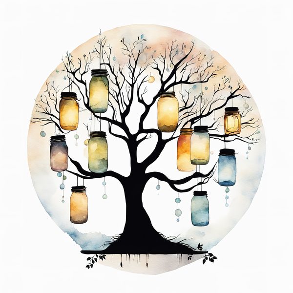 Watercolor Lantern Jars Digital Paper: Leafy Branch Scrapbook Art (JPGs) — image 11