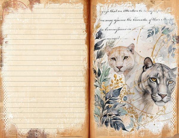 Watercolor Leopard Junk Journal Pages: Scrapbook Paper (Digital Download) — image 2
