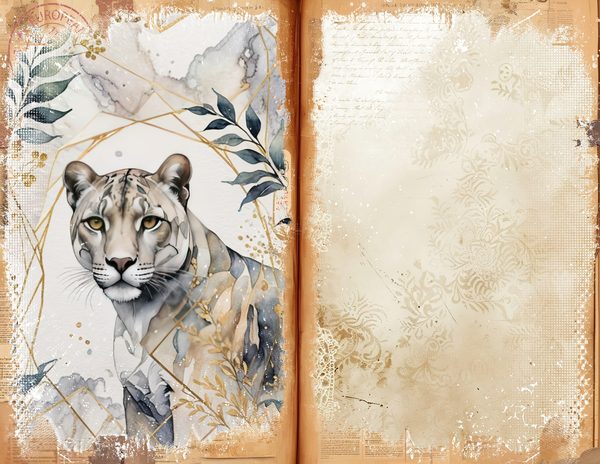 Watercolor Leopard Junk Journal Pages: Scrapbook Paper (Digital Download) — image 4