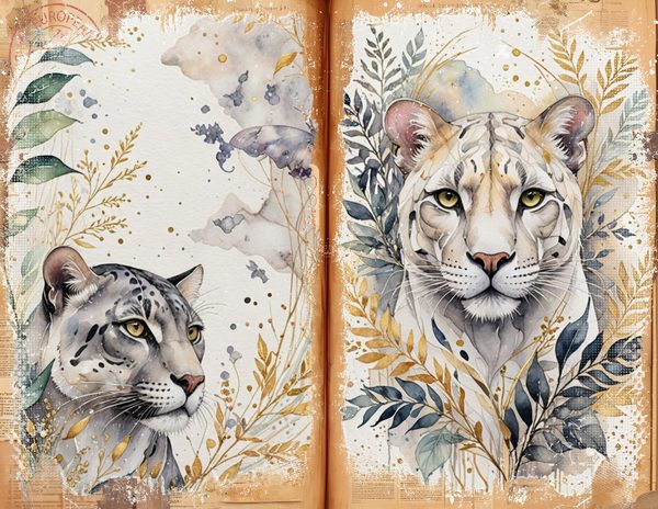 Watercolor Leopard Junk Journal Pages: Scrapbook Paper (Digital Download) — image 5