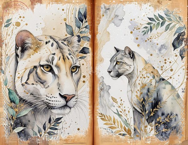 Watercolor Leopard Junk Journal Pages: Scrapbook Paper (Digital Download) — image 6